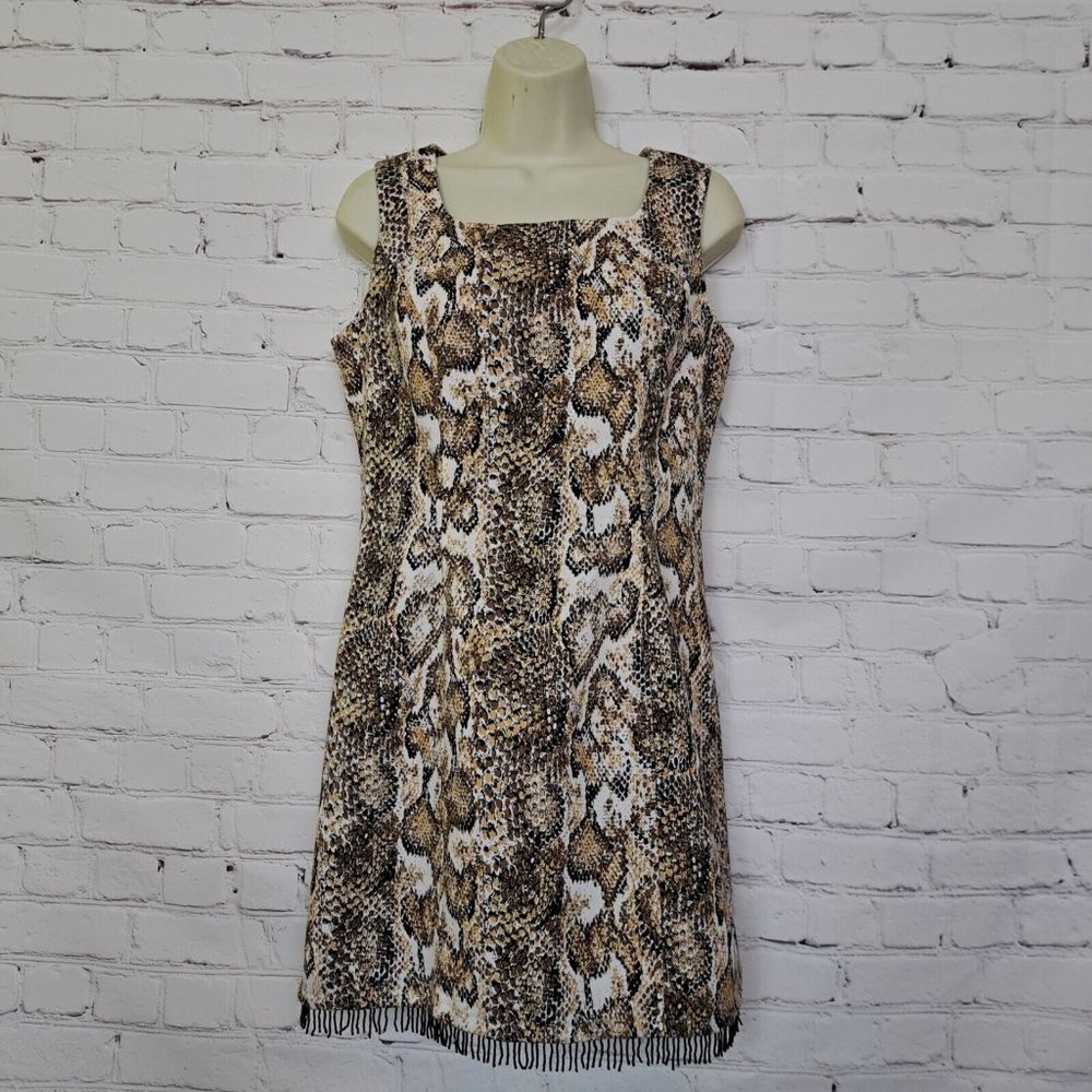 Dawn Joy Beige Snake Print Sleeveless Dress Size 7/8 - Picture 1 of 9